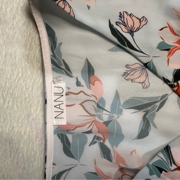 NANNU Pink and Green Wrap Sundress with Flutter Sleeves - Picture 5 of 6